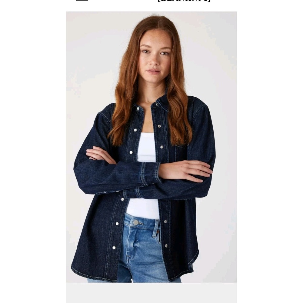 Blank NYC Shotcaller Denim Shirt XS Pearl Snap Button Western Classic NWT
